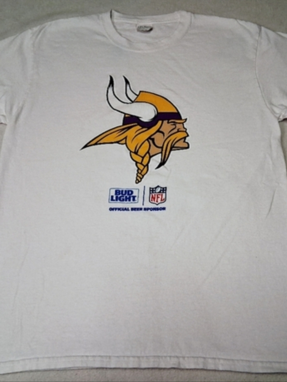 Vintage 1990 Minnesota Vikings Logo T-Shirt with Budlight And NFL Logo - Picture 8 of 8